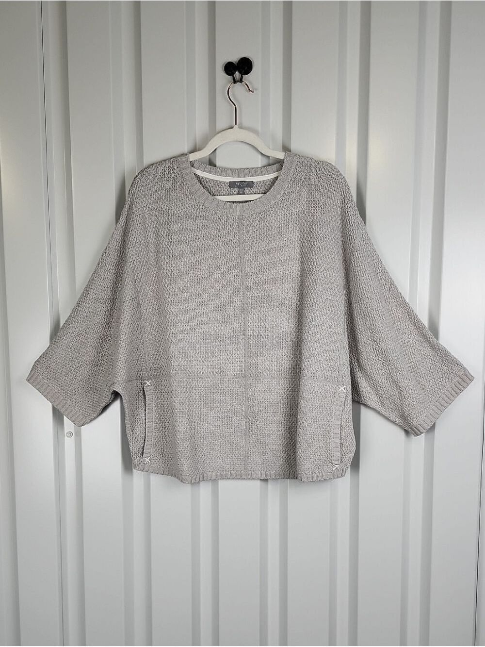 Habitat Womens Gray Boxy Sweater Cotton Blend Pockets Size XS/S Layering Loose